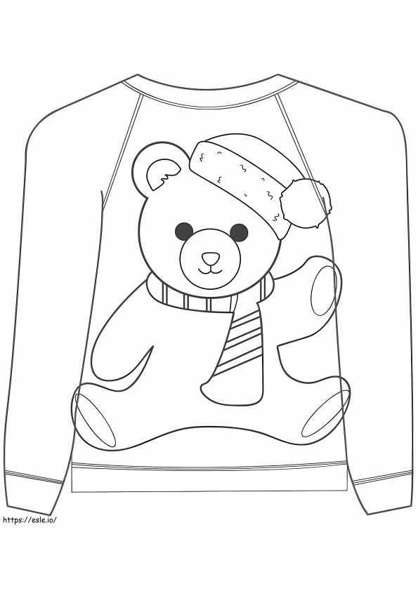 Christmas Sweater With Teddy Bear coloring page