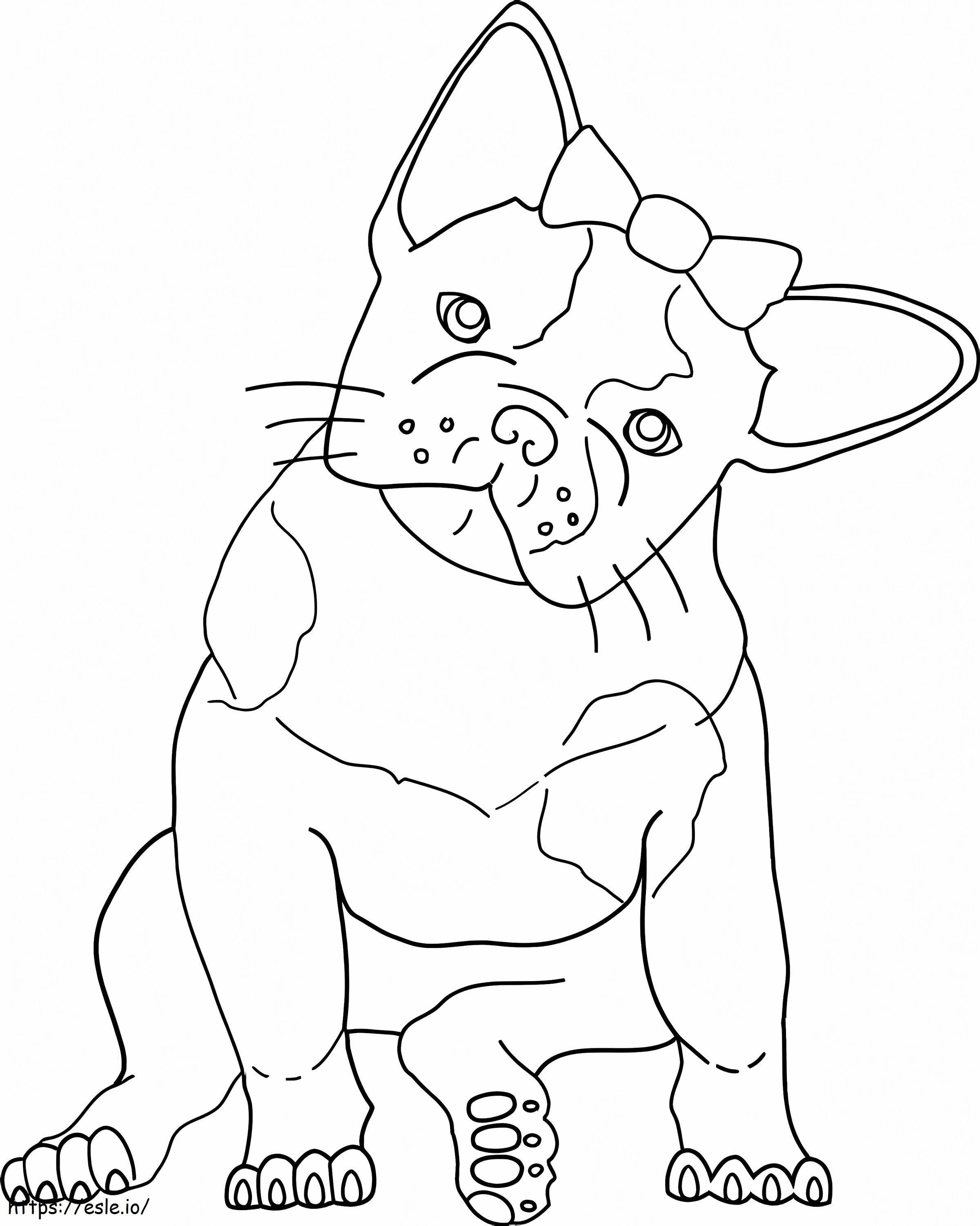 Kawaii Bulldog coloring page