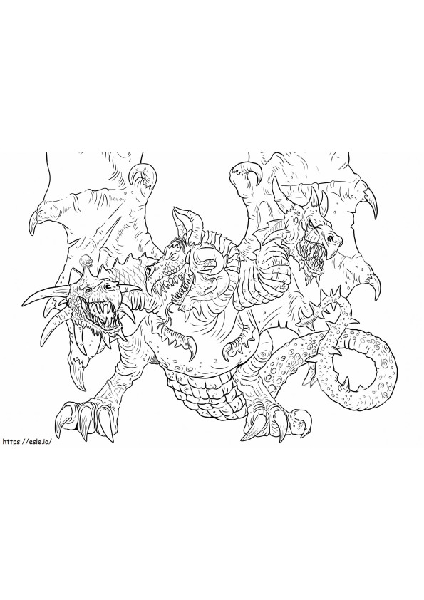 Coloriage Dragon à trois têtes à imprimer dessin