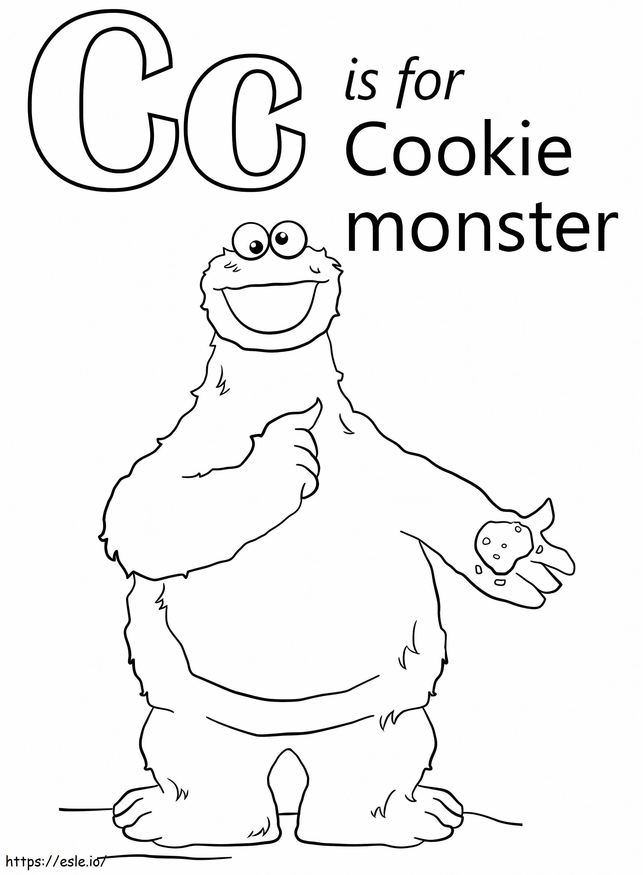 Cookie Monstro Letra C para colorir