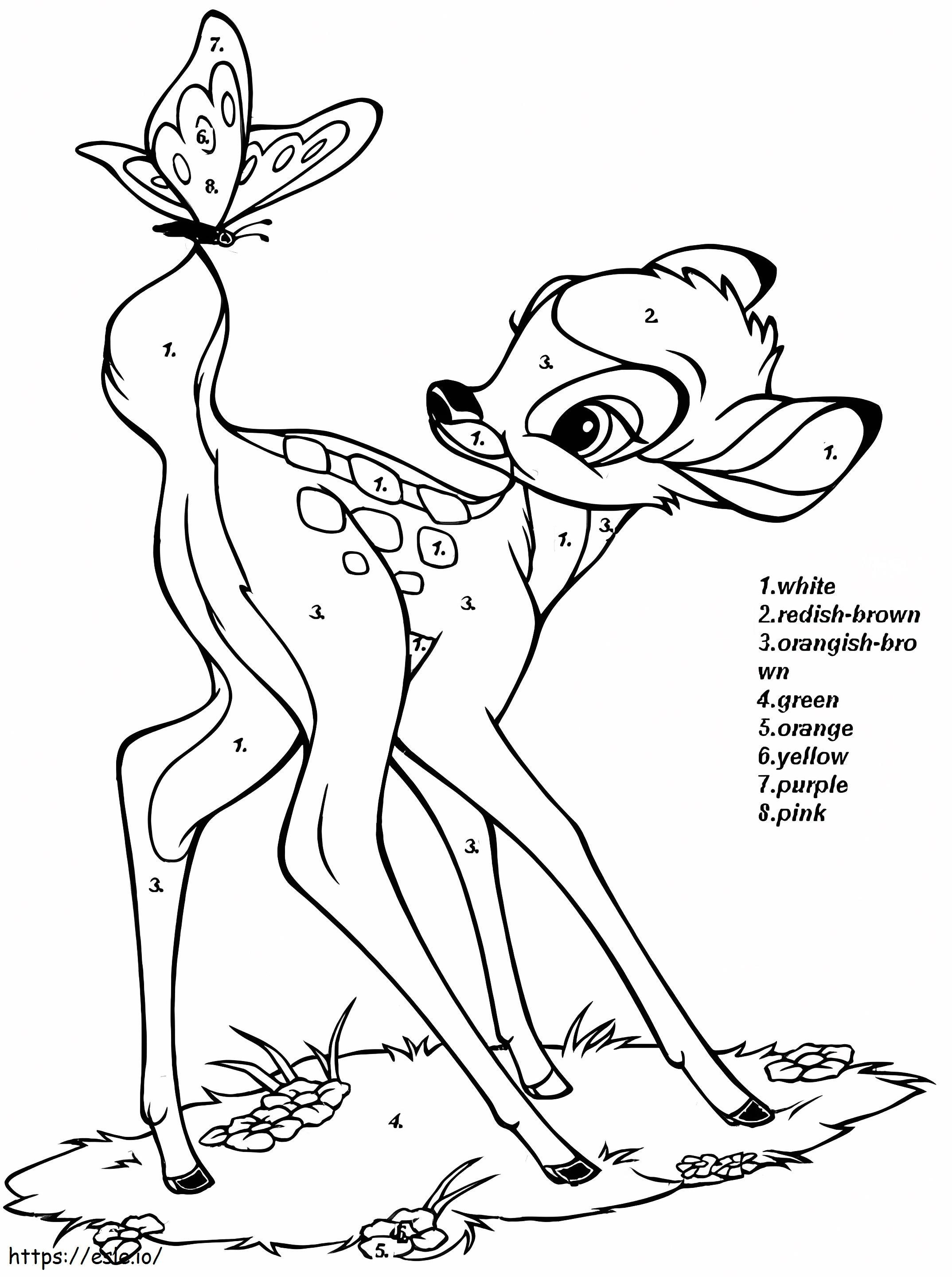 Söpö Bambi värin mukaan värityskuva
