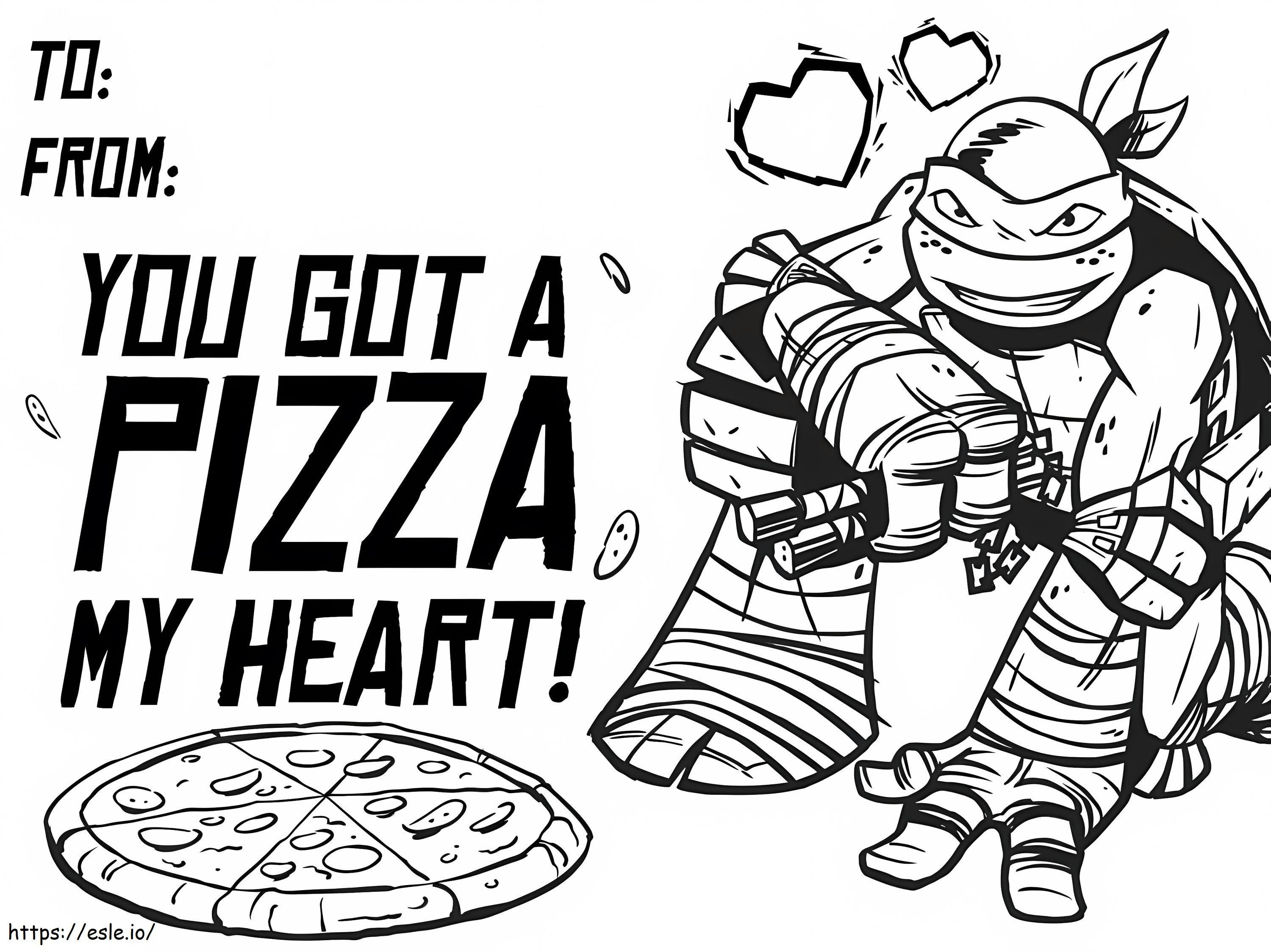 Michelangelo And Pizza coloring page