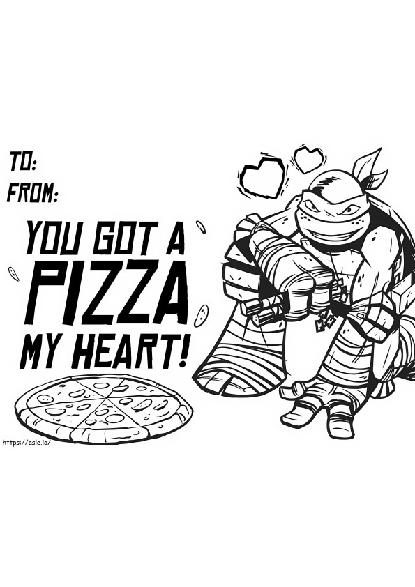 Michelangelo ja pizza värityskuva