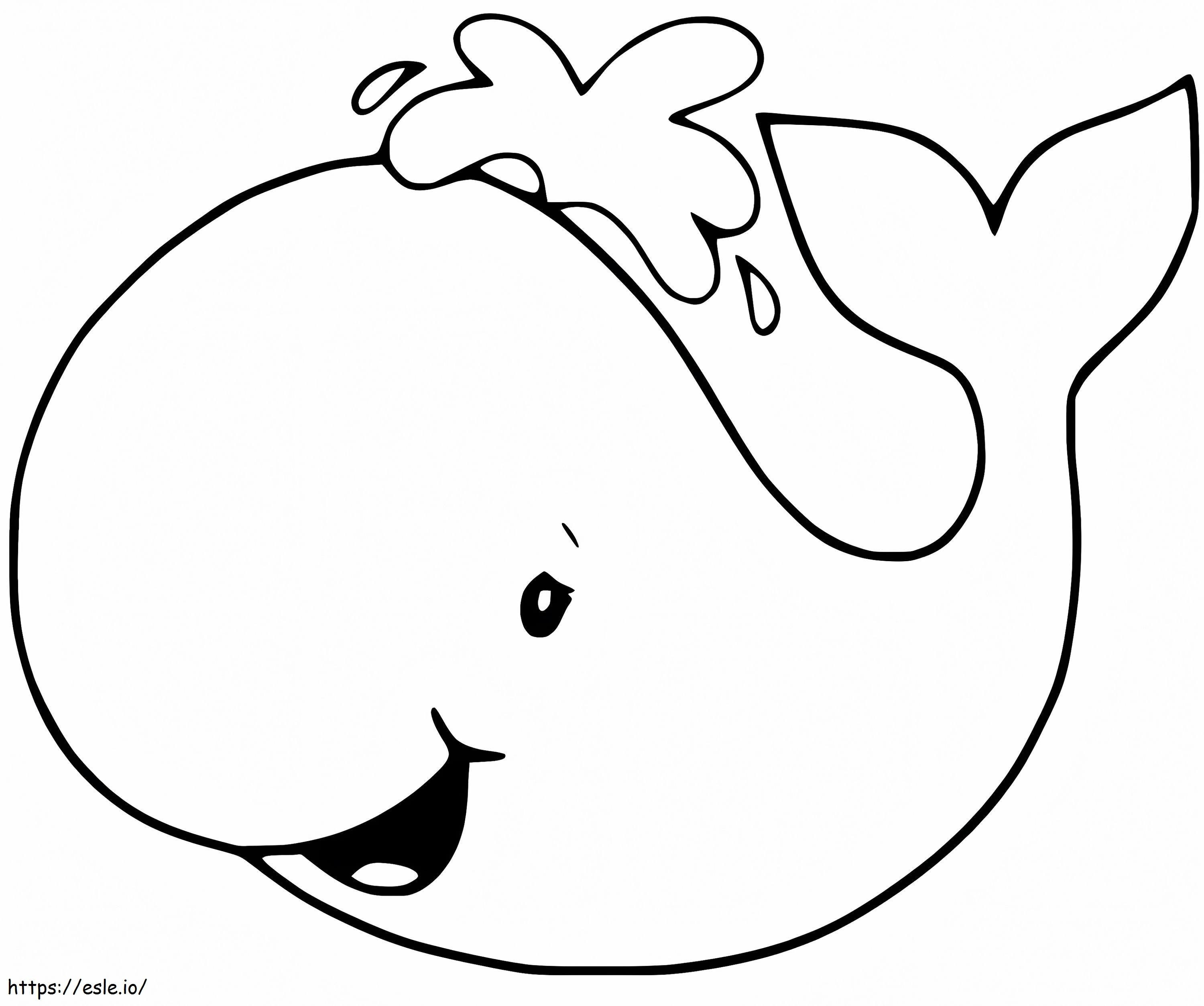 Balenă amuzantă din desene animate de colorat
