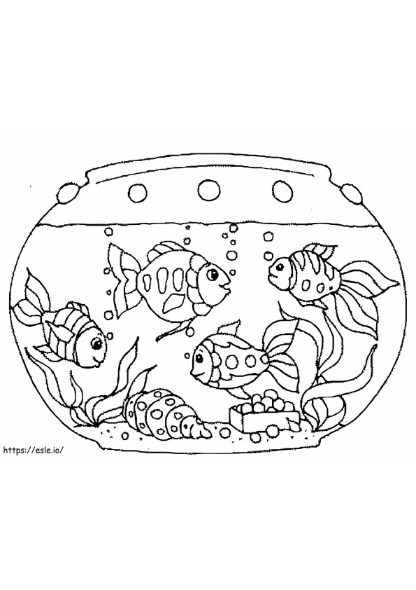 素敵な金魚鉢 ぬりえ - 塗り絵