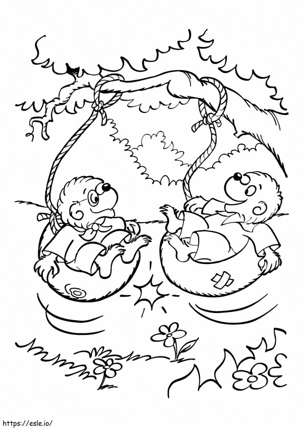 Coloriage Deux ours fils de Berenstain à imprimer dessin