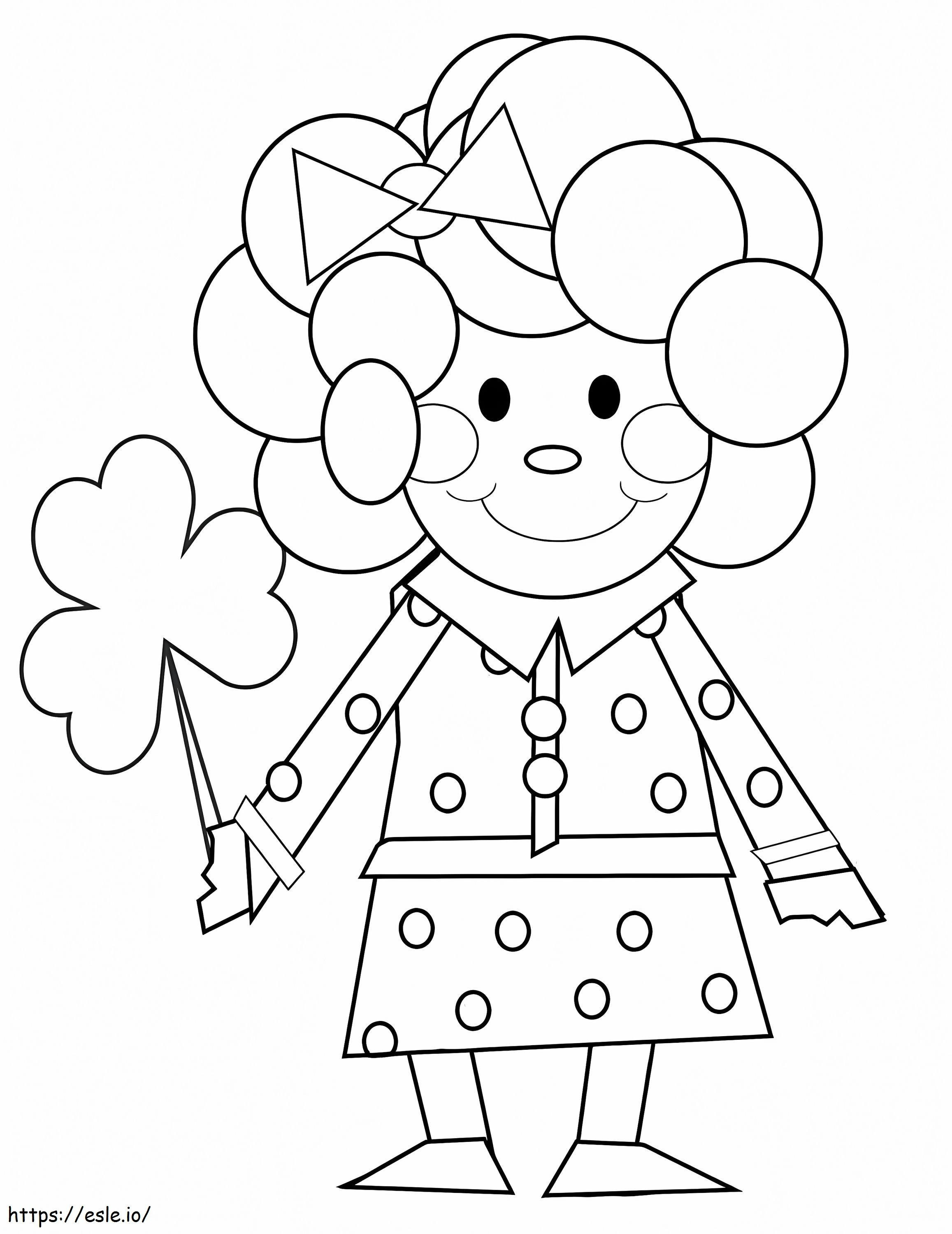 Cartoon Girl With Clover coloring page