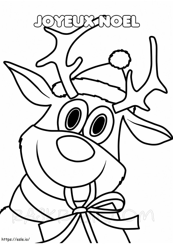 Coloriage Noël avec un renne mignon à imprimer dessin