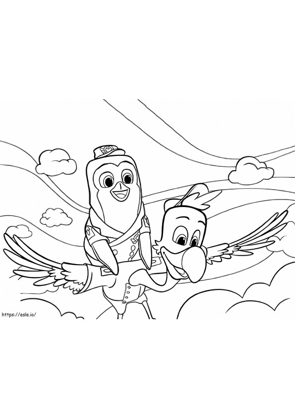 Freddy e Pip voando para colorir