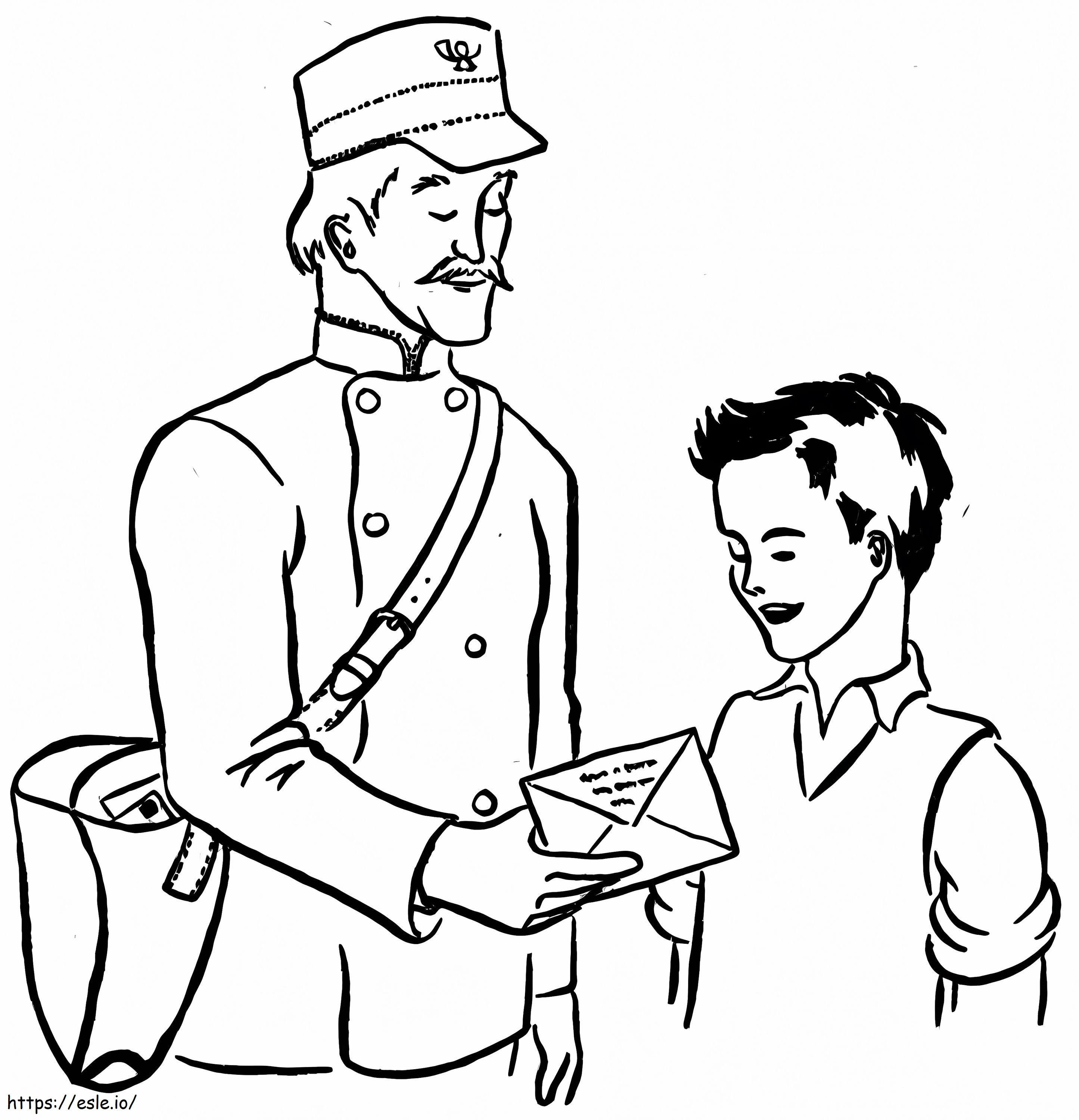 Postman And A Boy coloring page