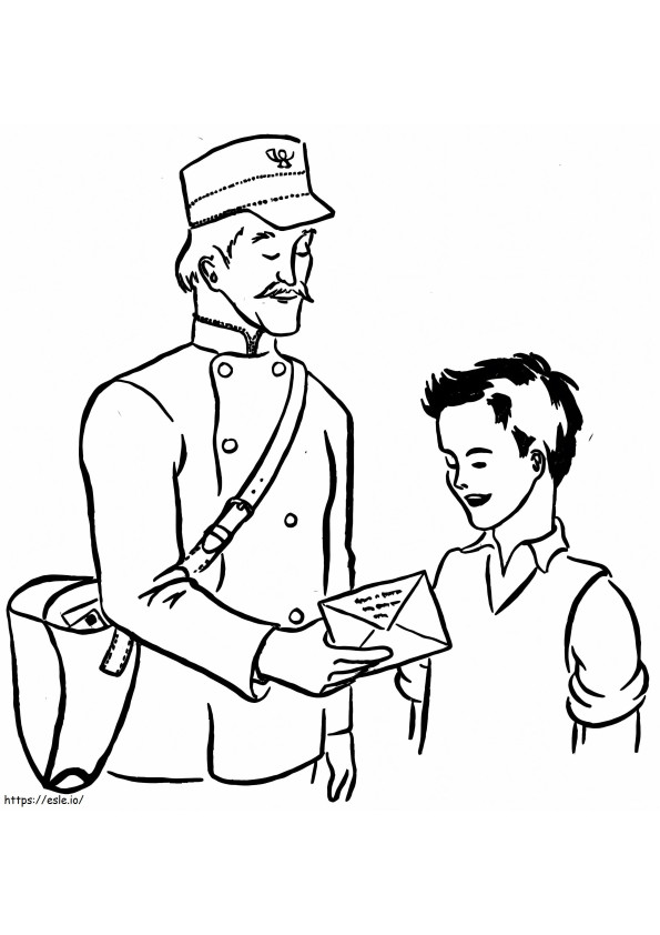 Postman And A Boy coloring page