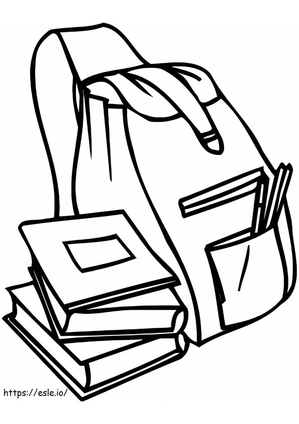 Three Books And School Bag coloring page