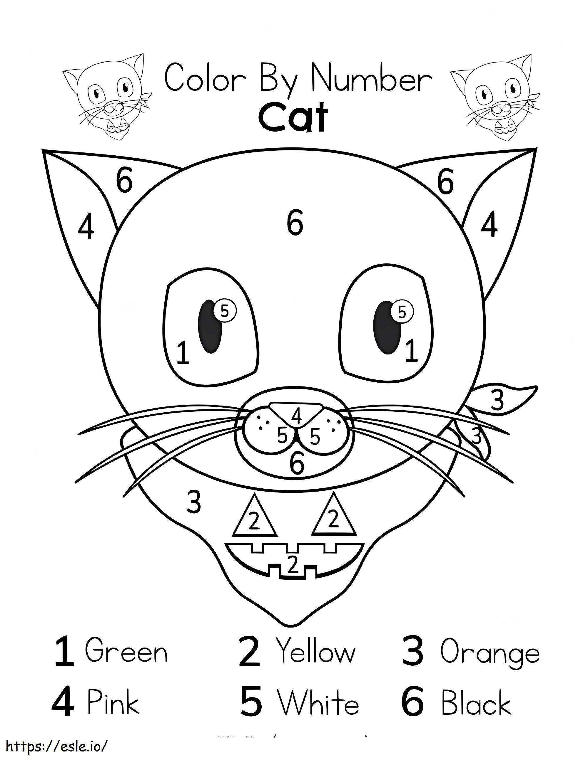 Halloween Black Cat Color By Number coloring page