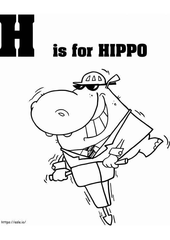 Hipopotam litera H de colorat