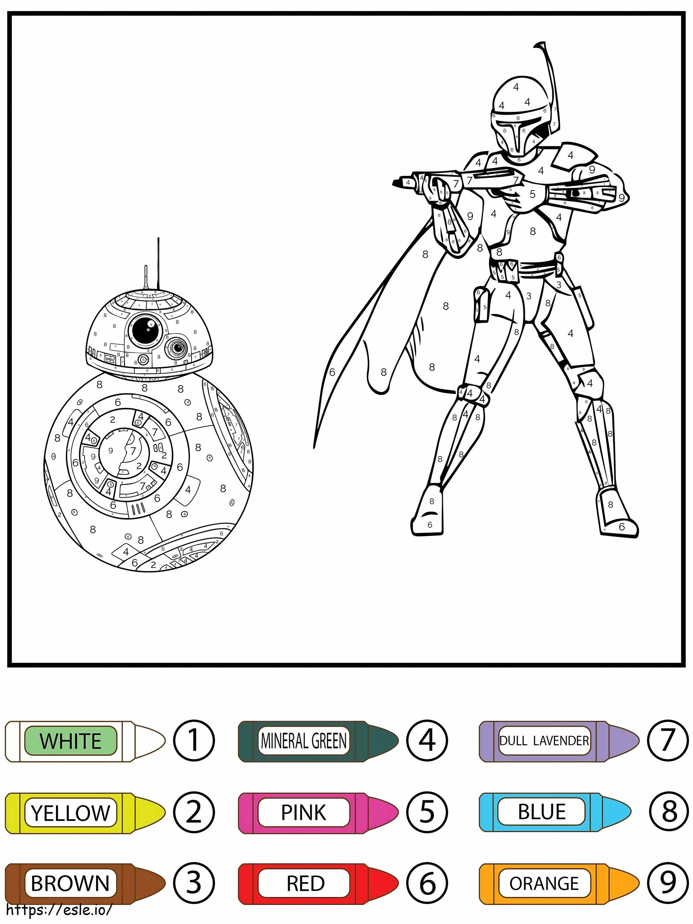 Colorear por Números Star Wars Bb 8 y Stormtrooper para colorear