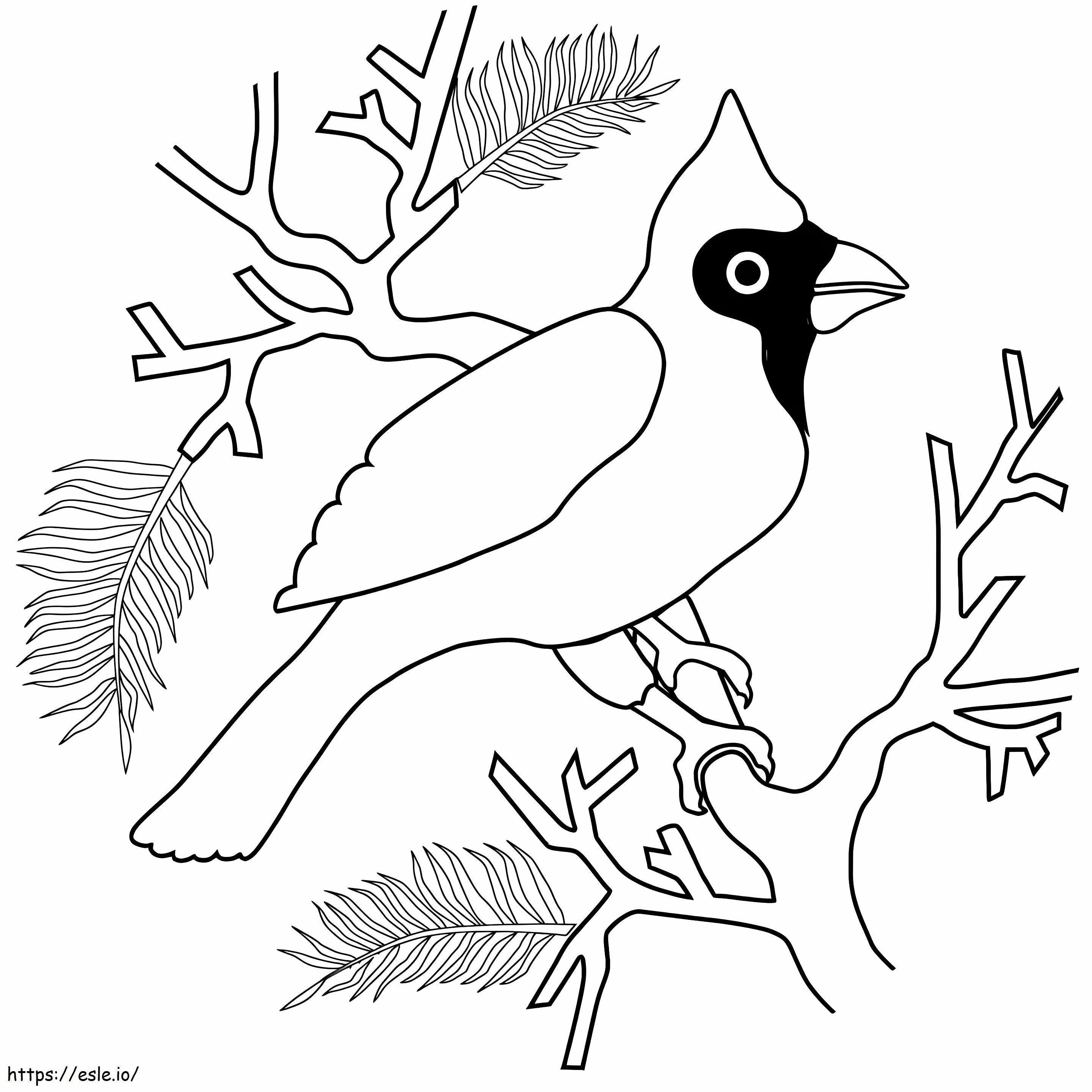 Easy Cardinal On A Tree coloring page