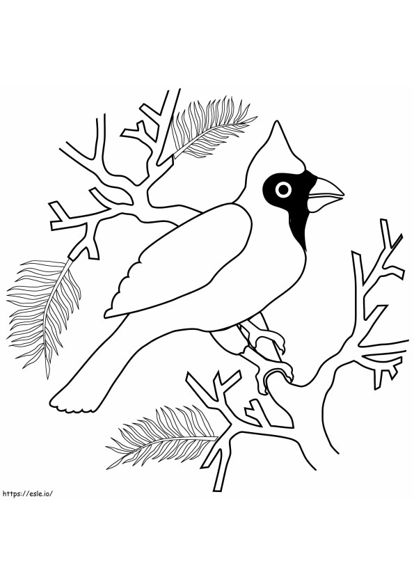 Coloriage Cardinal facile sur un arbre à imprimer dessin
