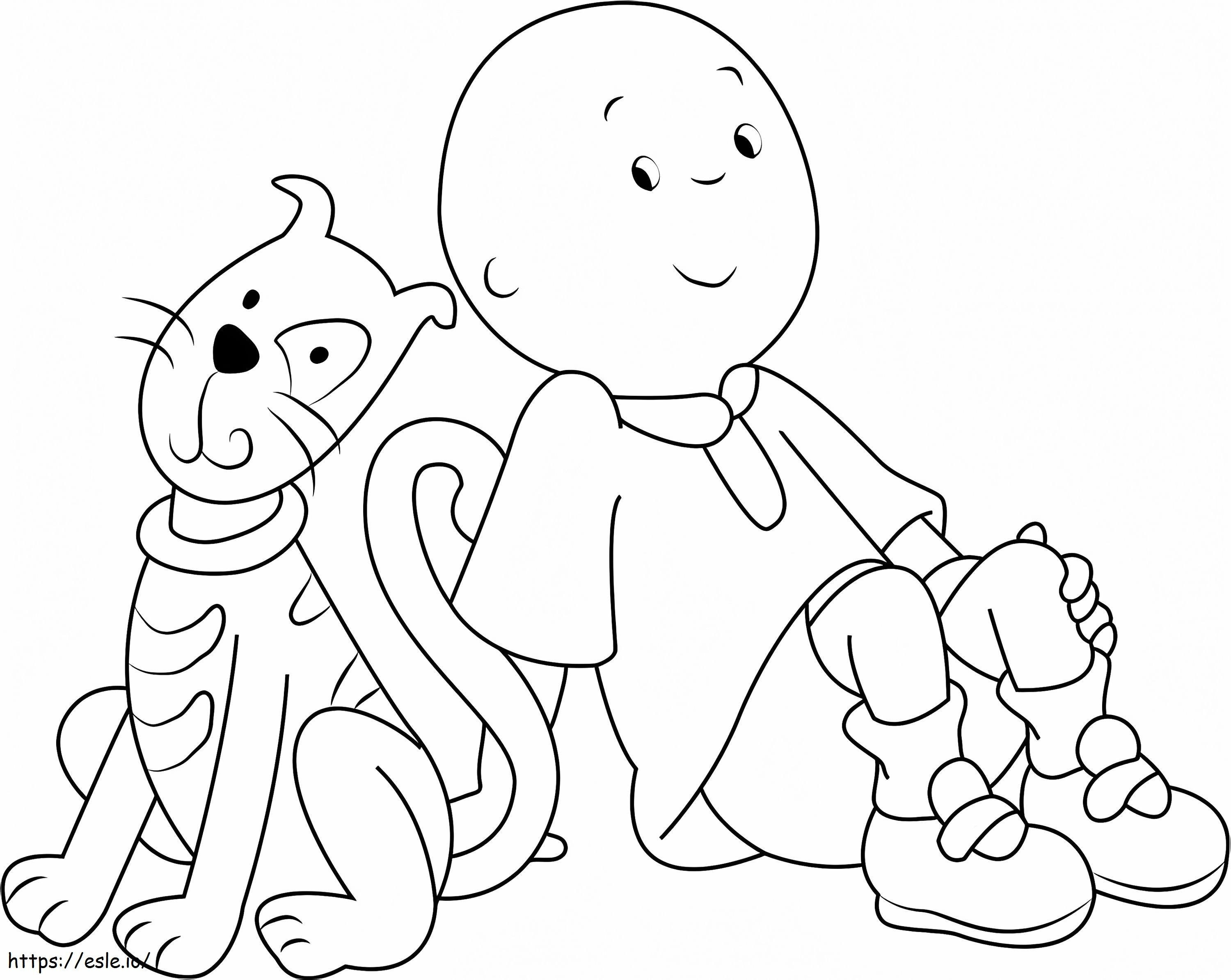 Caillou Sitting With Cata4 coloring page