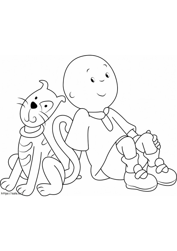 Caillou Sitting With Cata4 coloring page