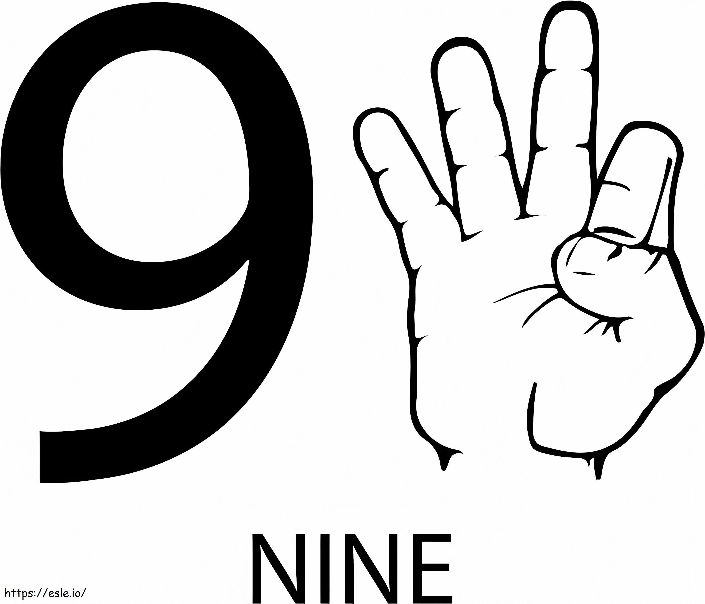 Sign Number 9 coloring page