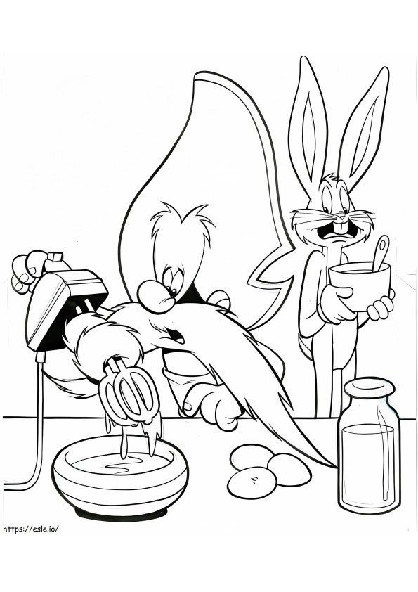 Bugs Bunny ja Yosemite Sam värityskuva