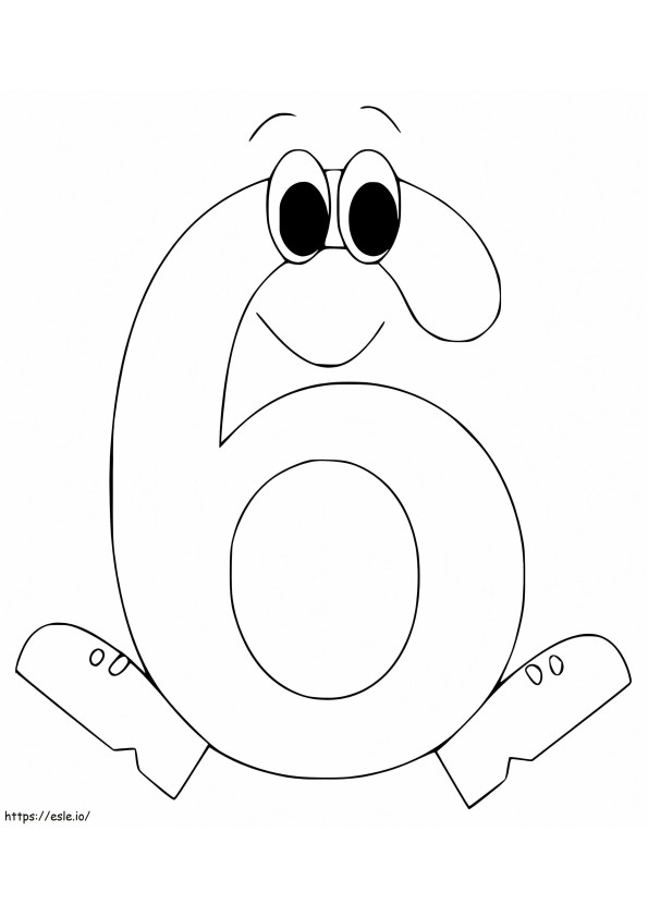 Number Six Smiling coloring page