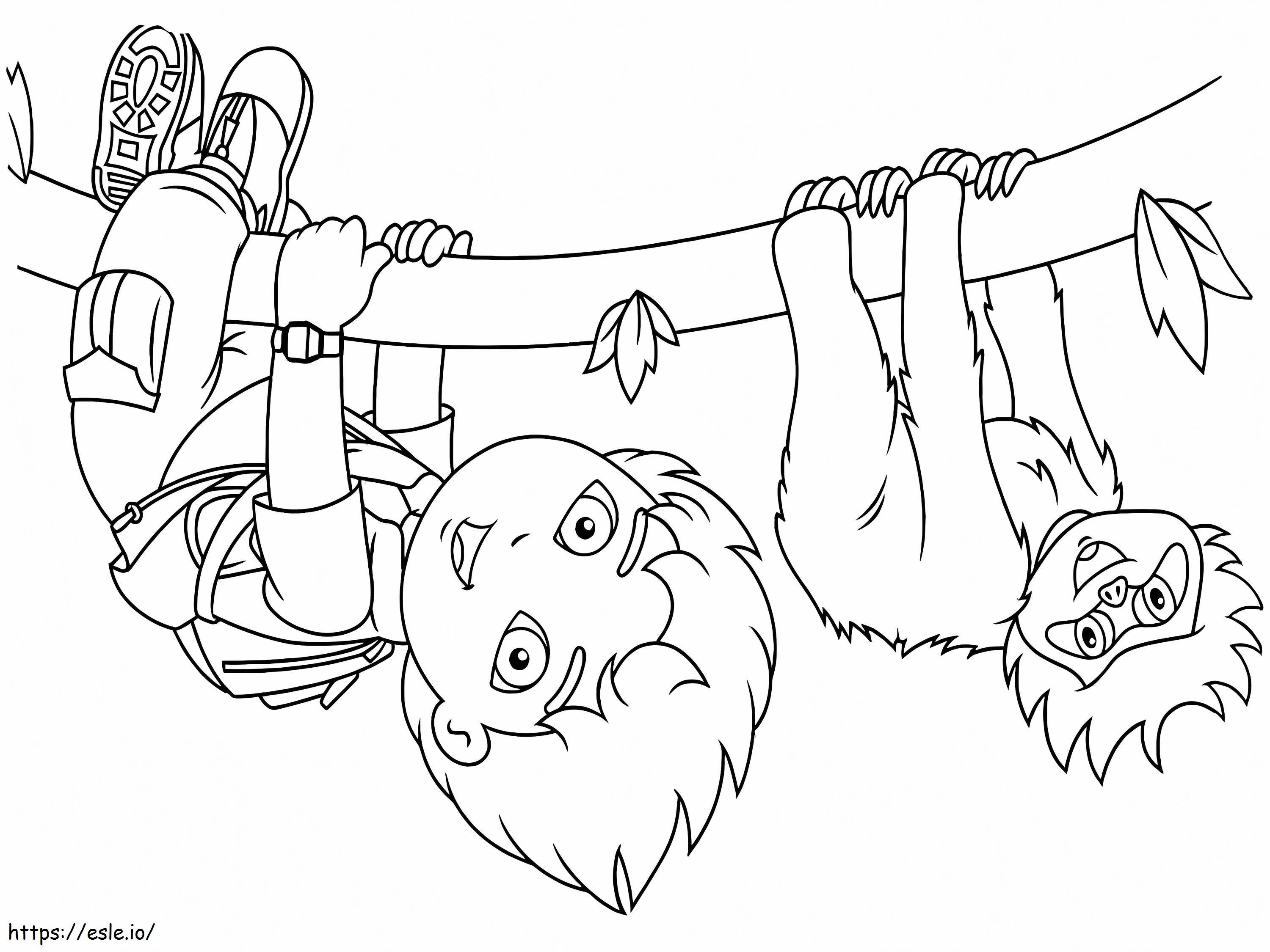 Diego divertente e arrampicata scimmia da colorare