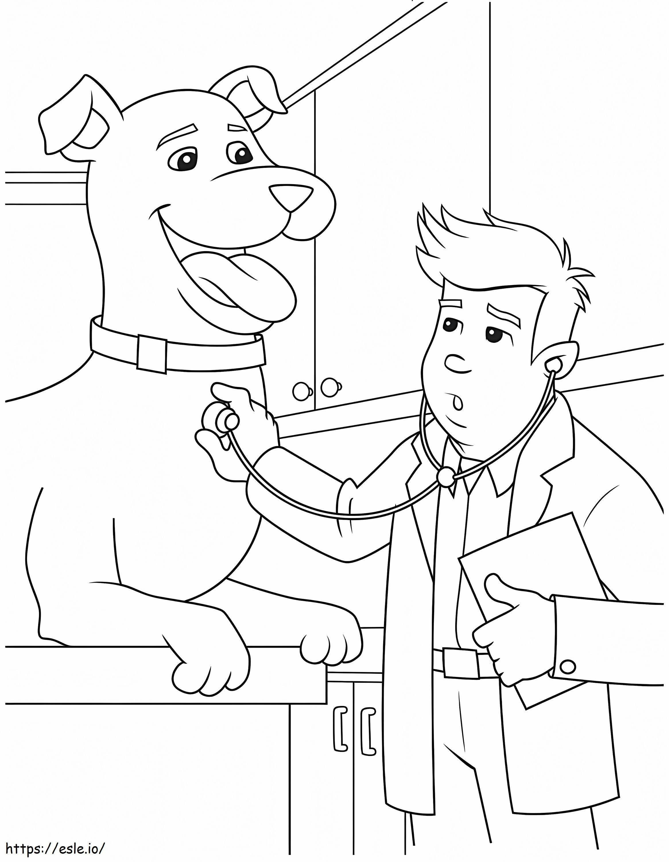 veterinario y perro grande para colorear