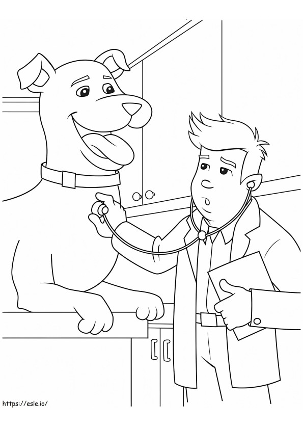 獣医師と大型犬 ぬりえ - 塗り絵