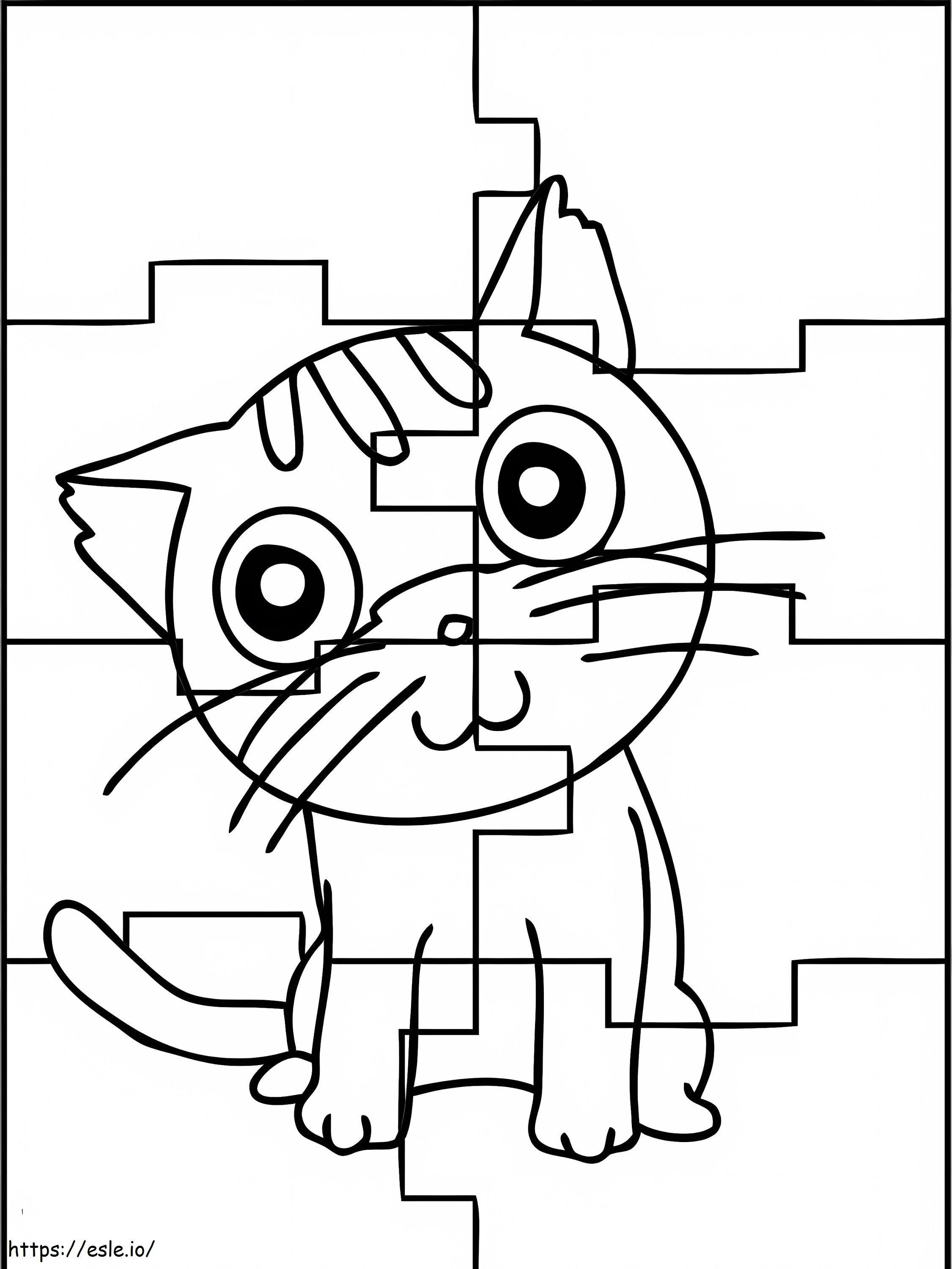 Quebra-cabeça de gato fofo para colorir