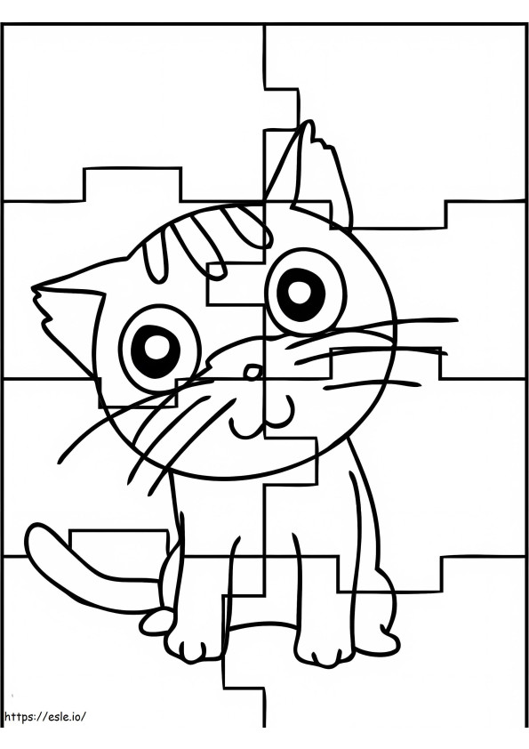 Coloriage Puzzle chat mignon à imprimer dessin