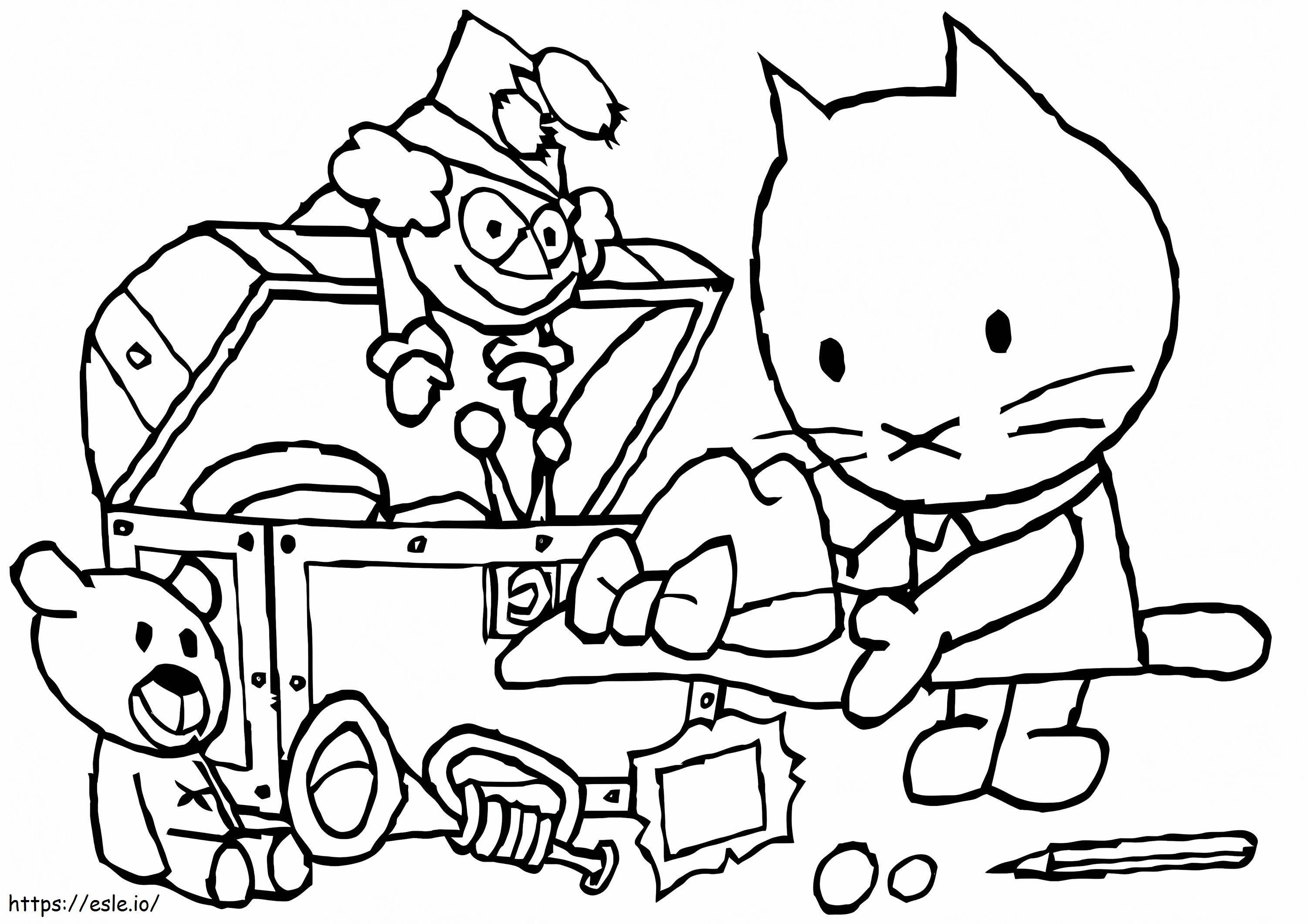 Musti And Toys coloring page