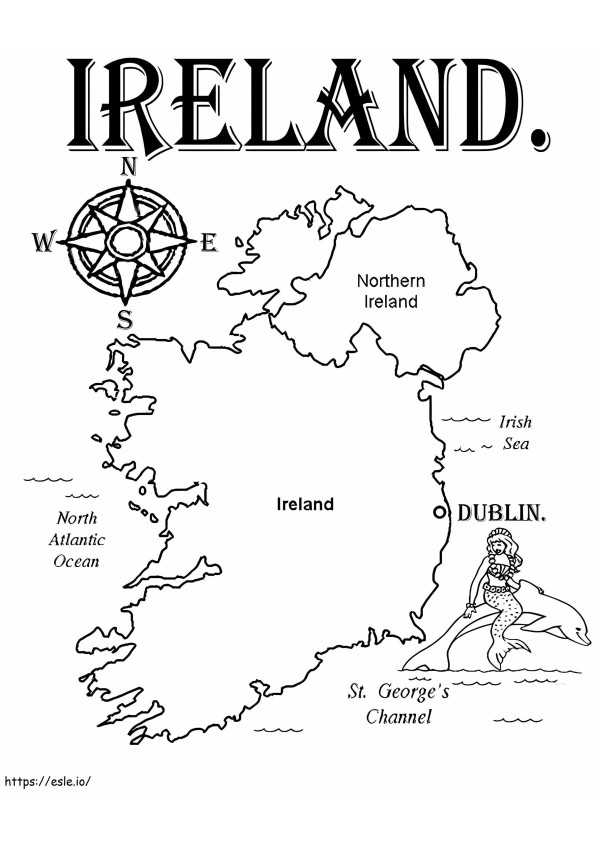 Ierland kaart kleurplaat