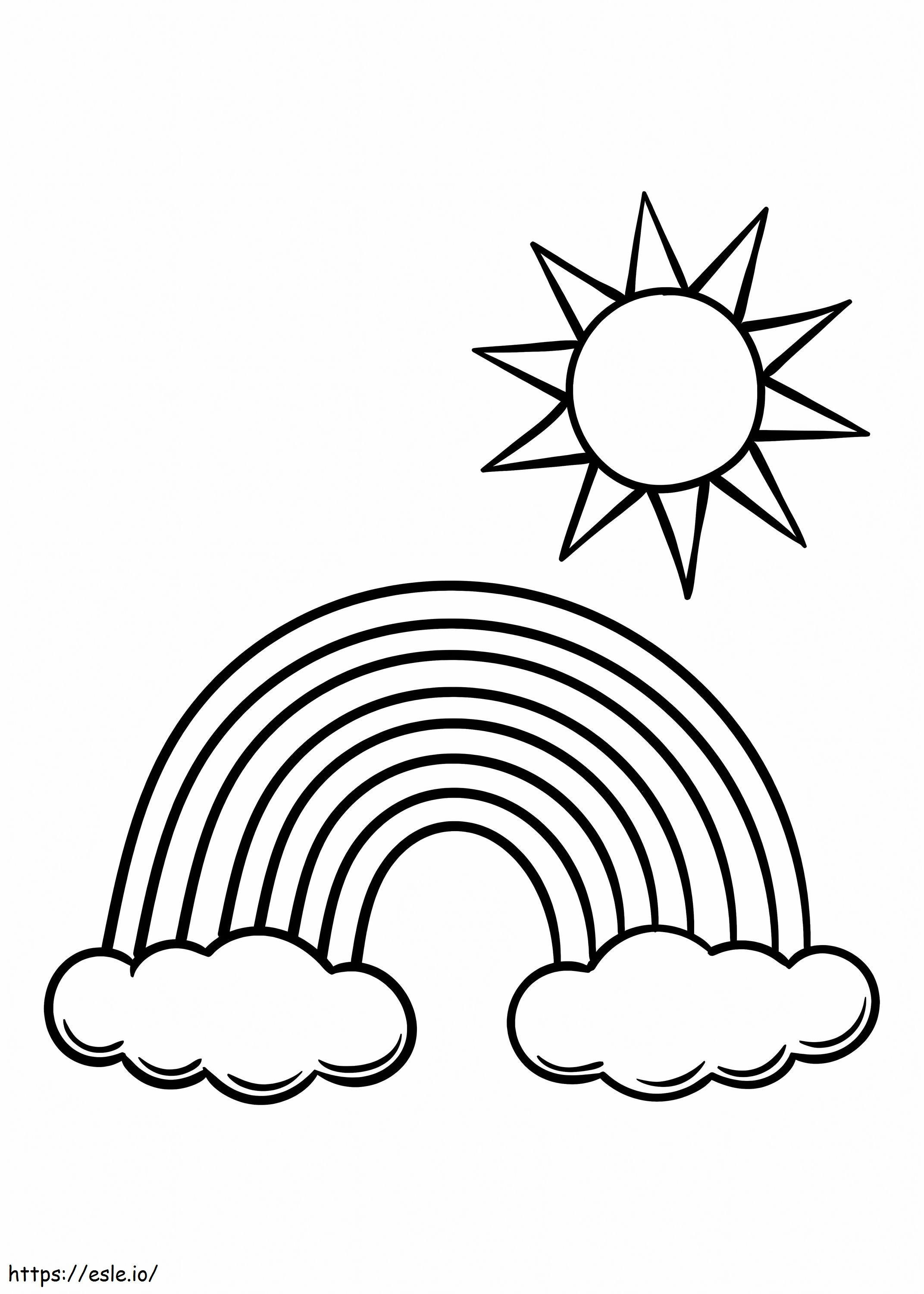 Coloriage Arc-en-ciel et soleil à imprimer dessin