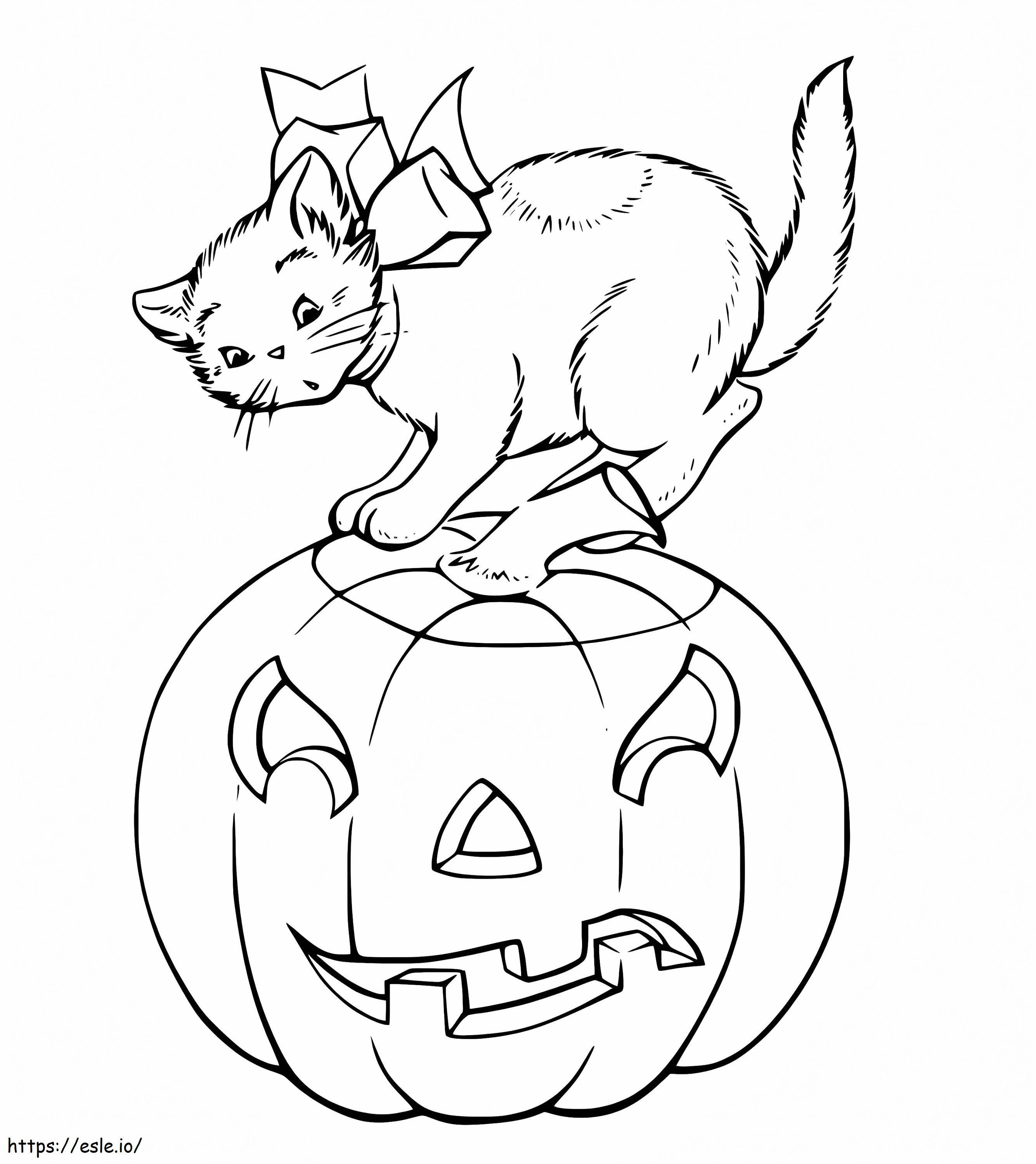 Coloriage Beau chat d'Halloween à imprimer dessin