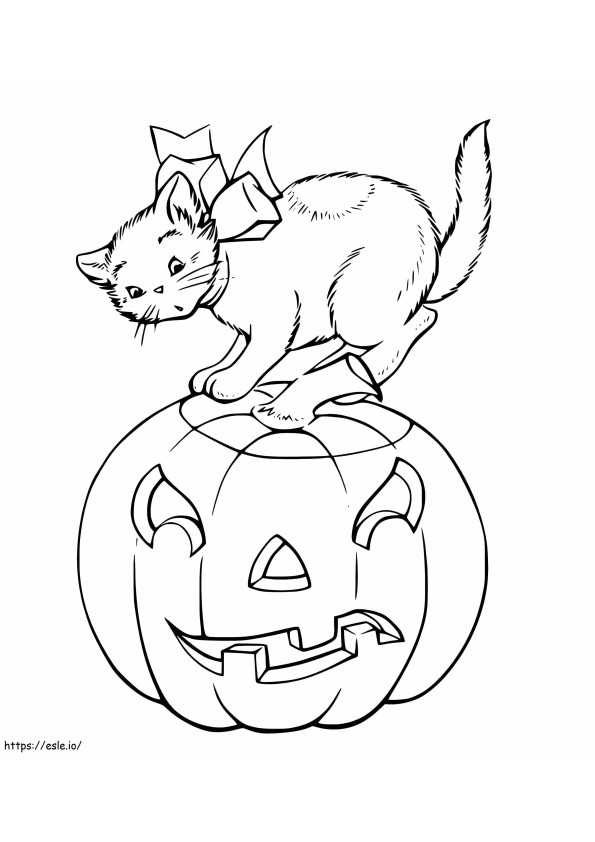 Ihana Halloween-kissa värityskuva