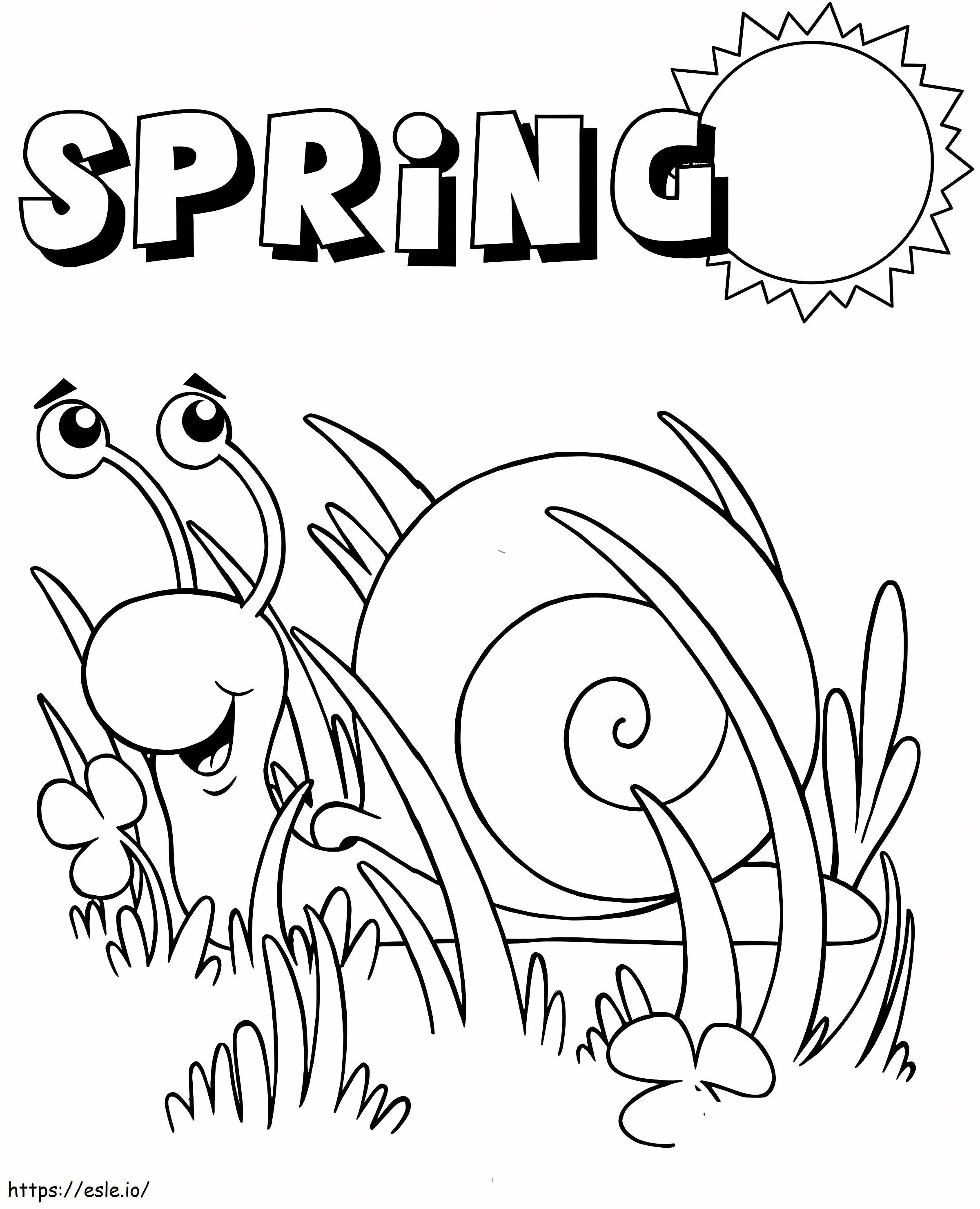 春のカタツムリの太陽 ぬりえ - 塗り絵