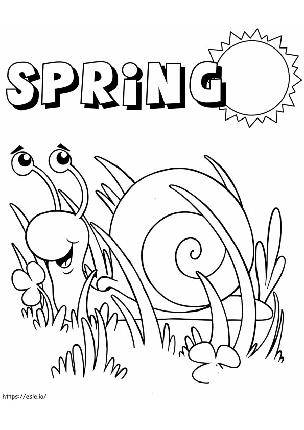 春のカタツムリの太陽 ぬりえ - 塗り絵