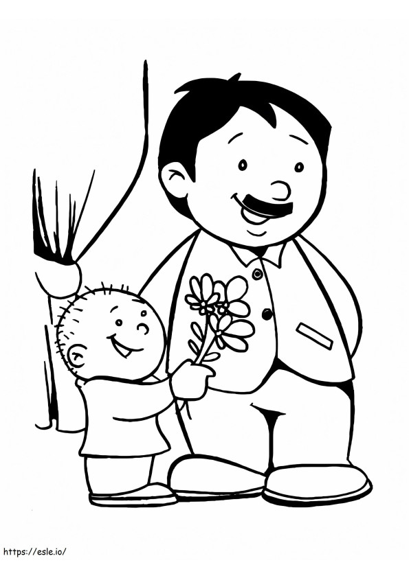 Little Son And Dad coloring page
