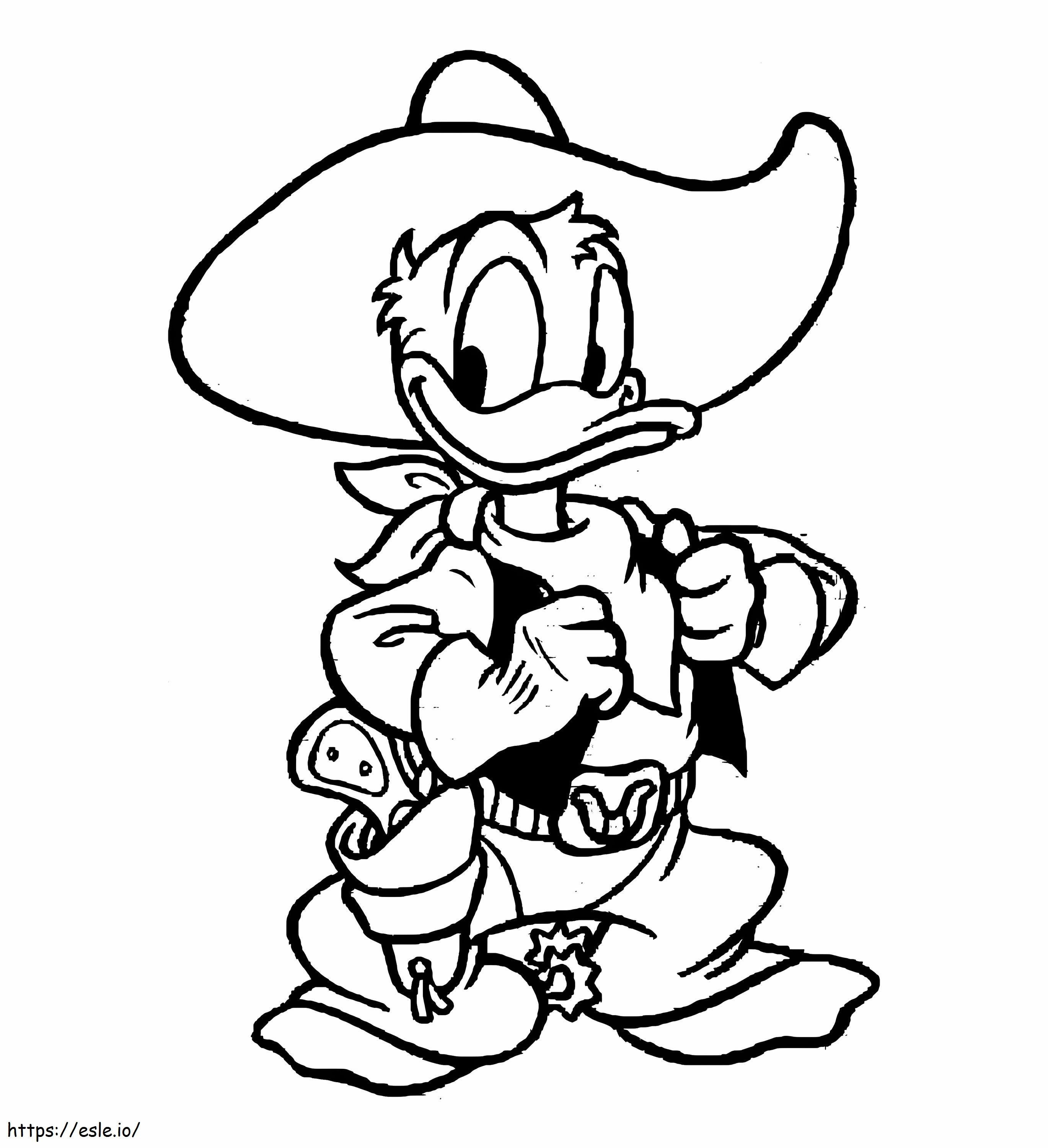 Coloriage Donald Duck Cowboy à imprimer dessin