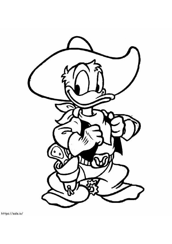 Donald Duck-cowboy kleurplaat