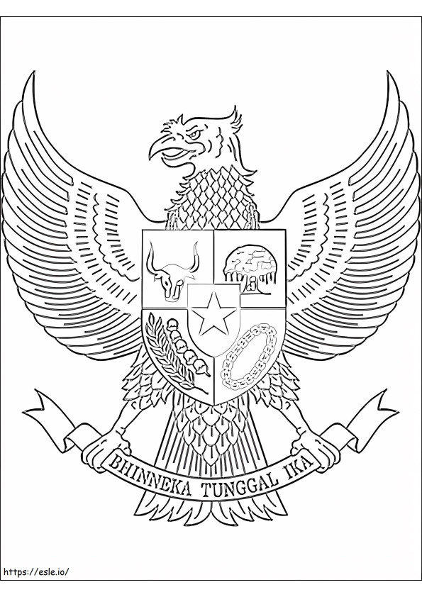 インドネシアの国章 ぬりえ - 塗り絵