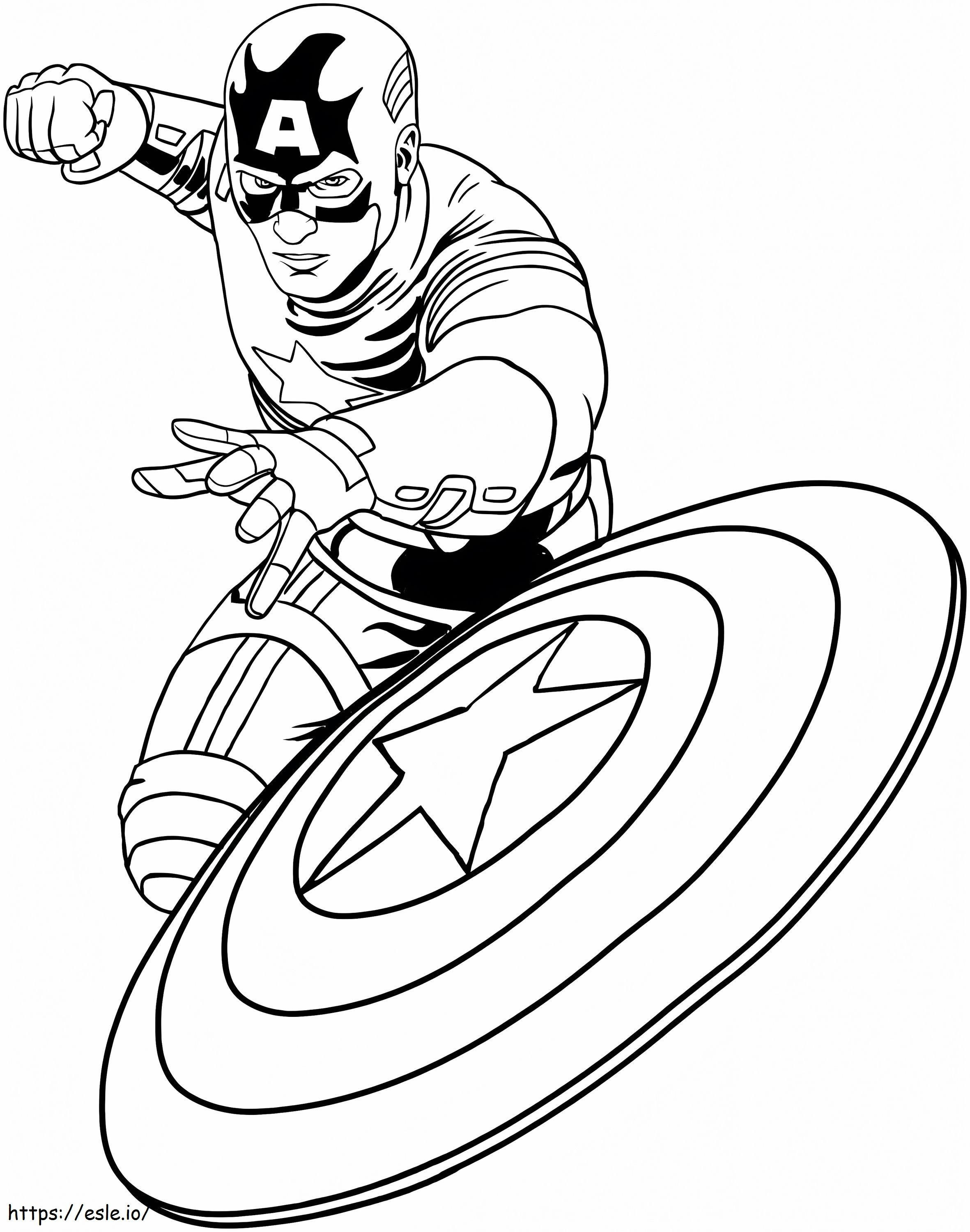 Coloriage Captain America lance son bouclier à imprimer dessin