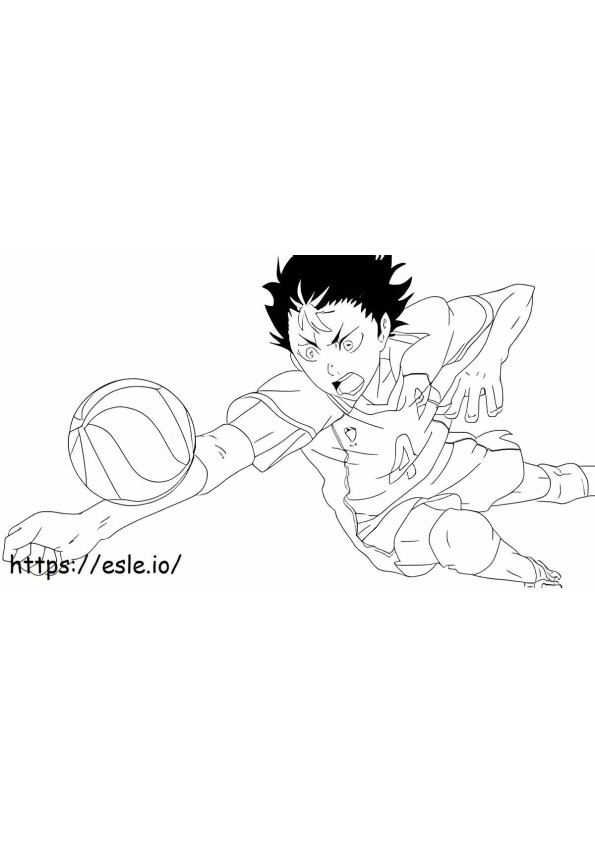 Coloriage Haikyuu jouant au volley-ball à imprimer dessin