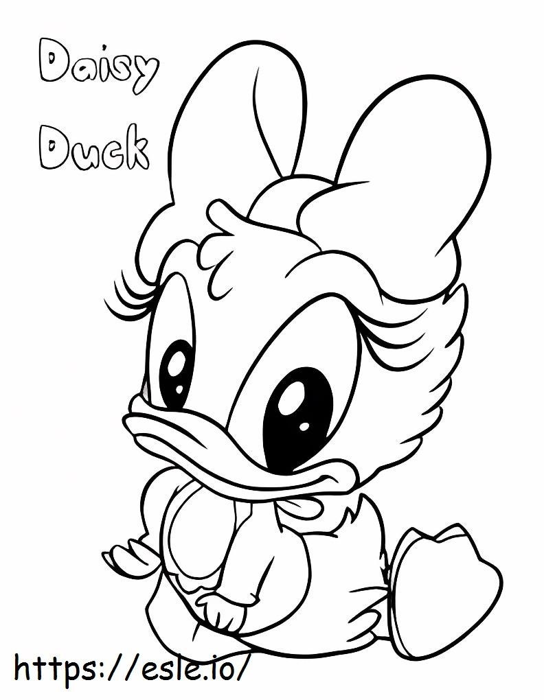 Vauva Daisy Duck istuu värityskuva