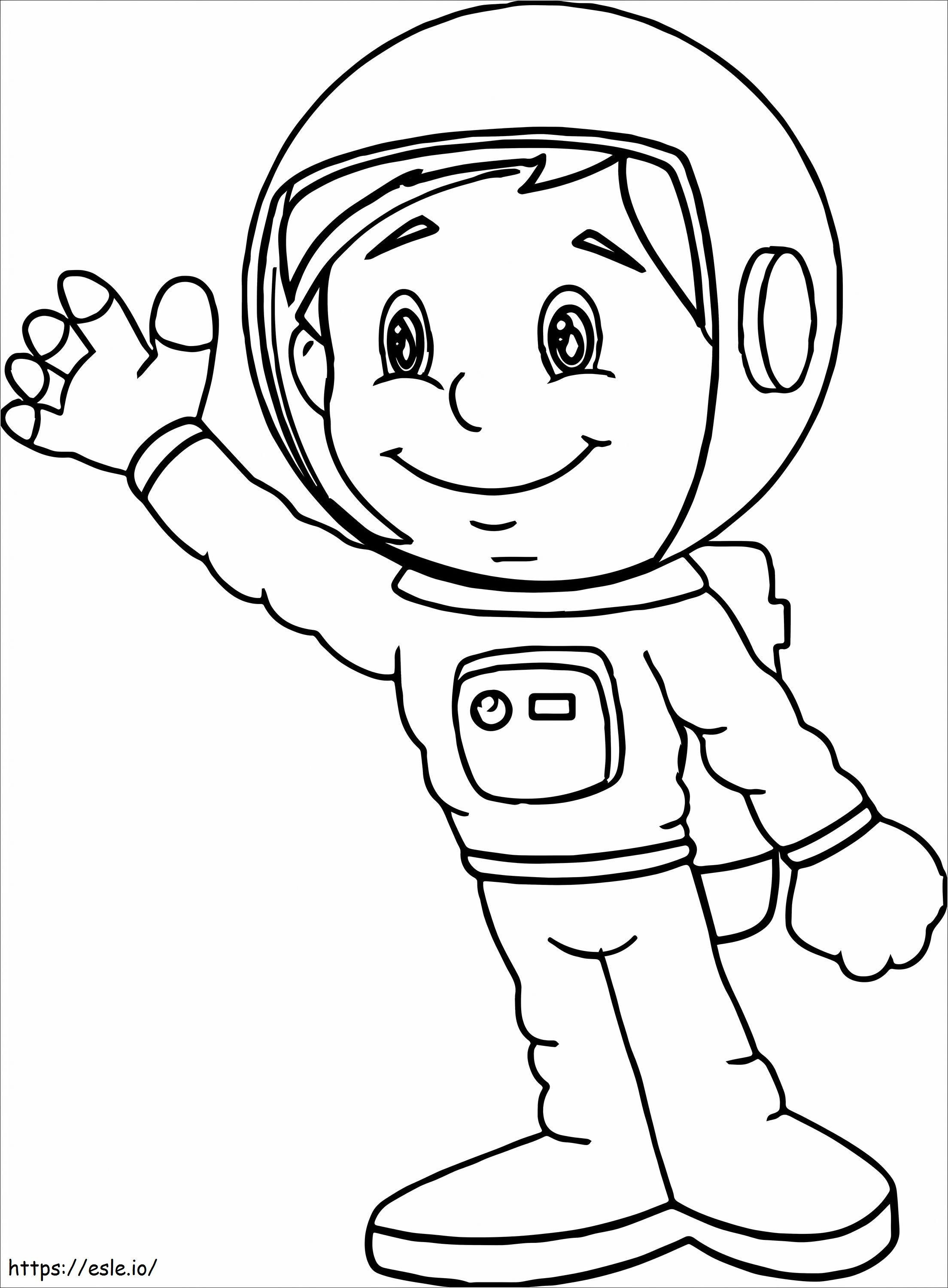 niño astronauta sonriente para colorear
