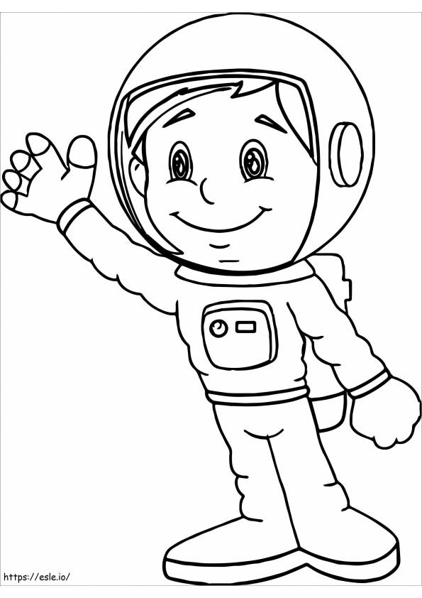 Uśmiechnięty chłopiec astronauta kolorowanka