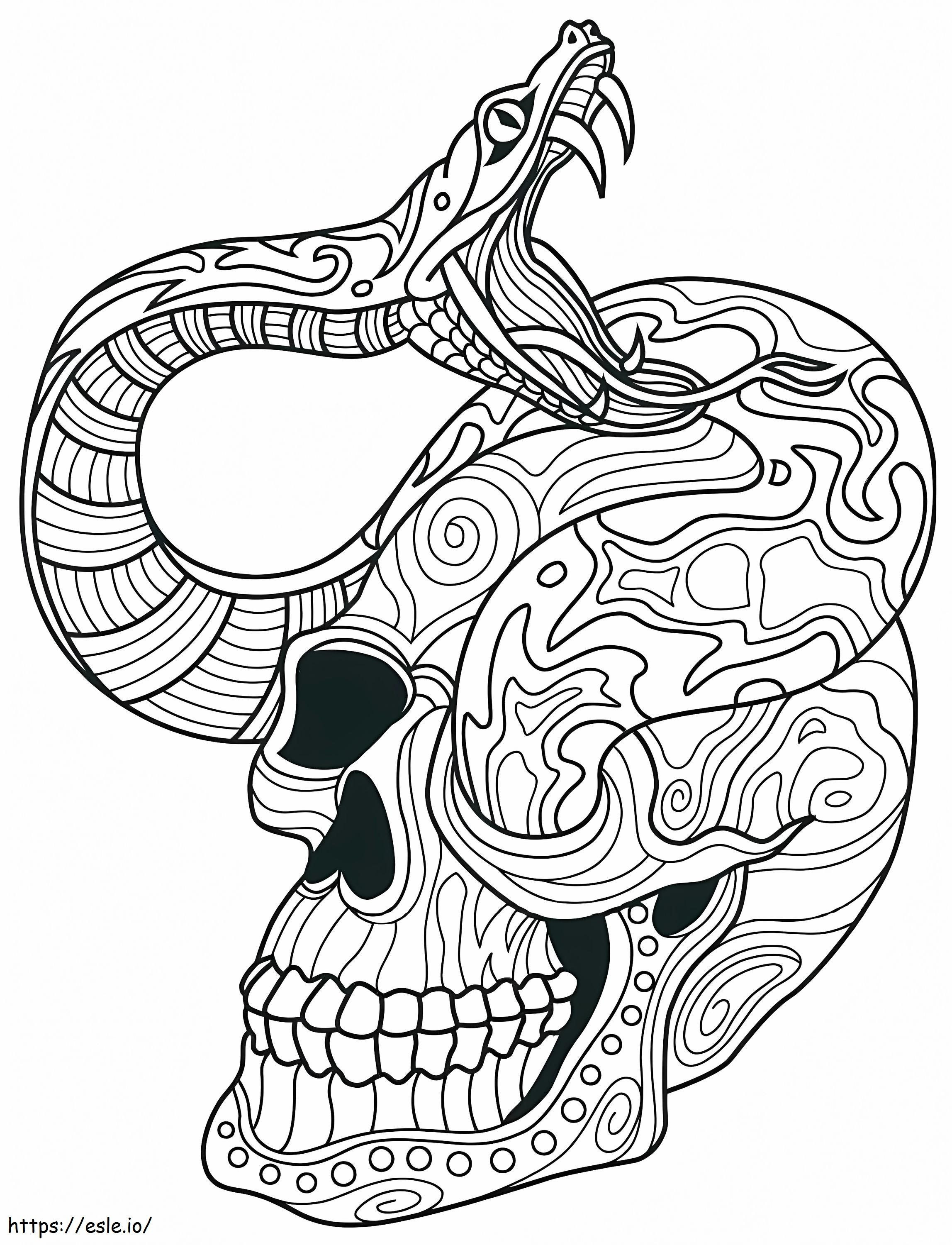 Skull with Snake Mandalas värityskuva