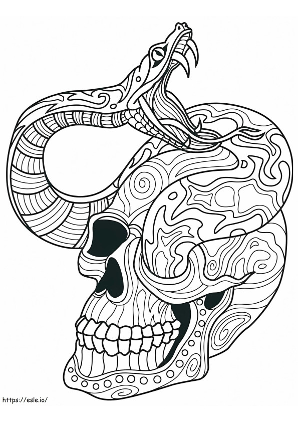 Skull with Snake Mandalas värityskuva