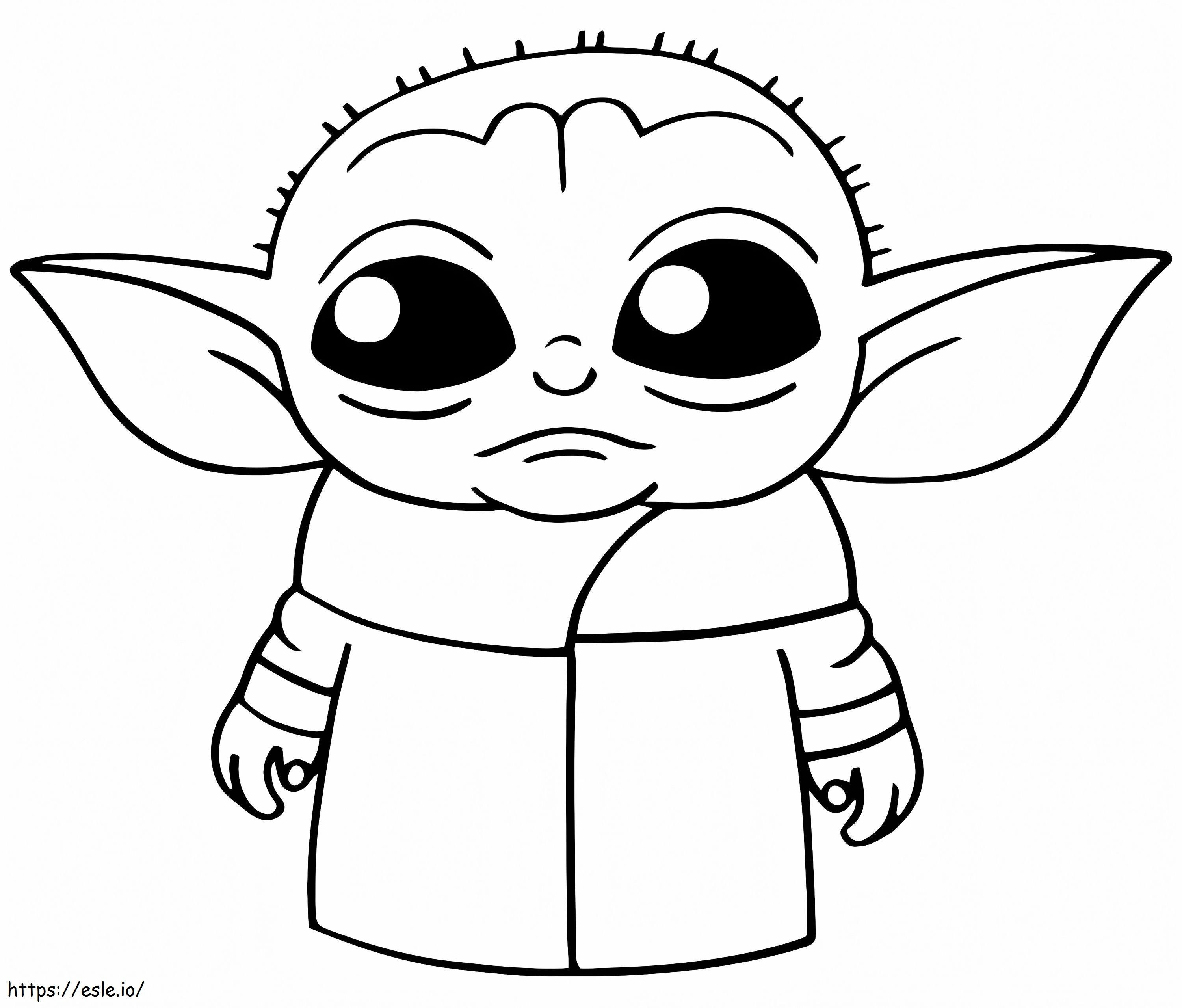 Coloriage Bébé Yoda est triste à imprimer dessin